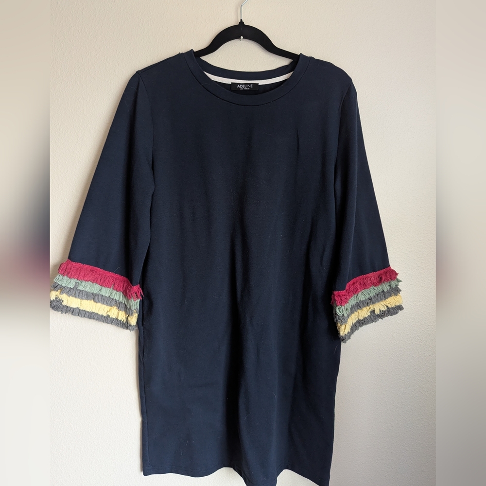 Adeline Los Angeles Navy Dress with Sassy Sleeves Size S